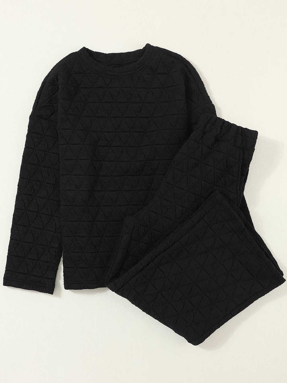 Quilted Black Pullover and Pants Set