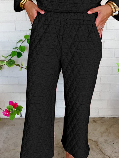 Quilted Black Pullover and Pants Set