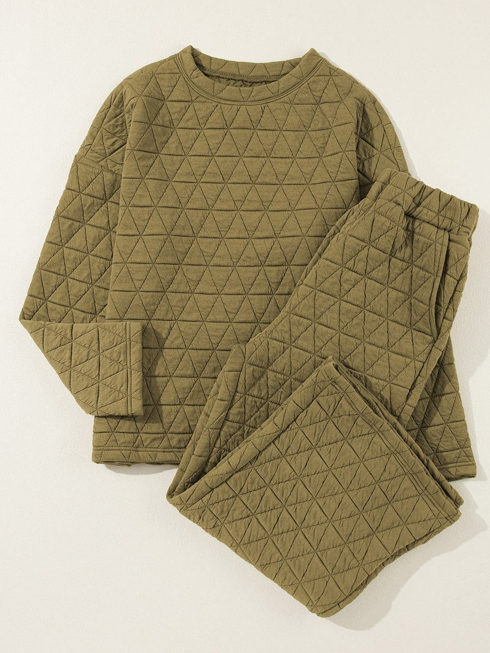 Quilted Sage Green Pullover and Pants Set