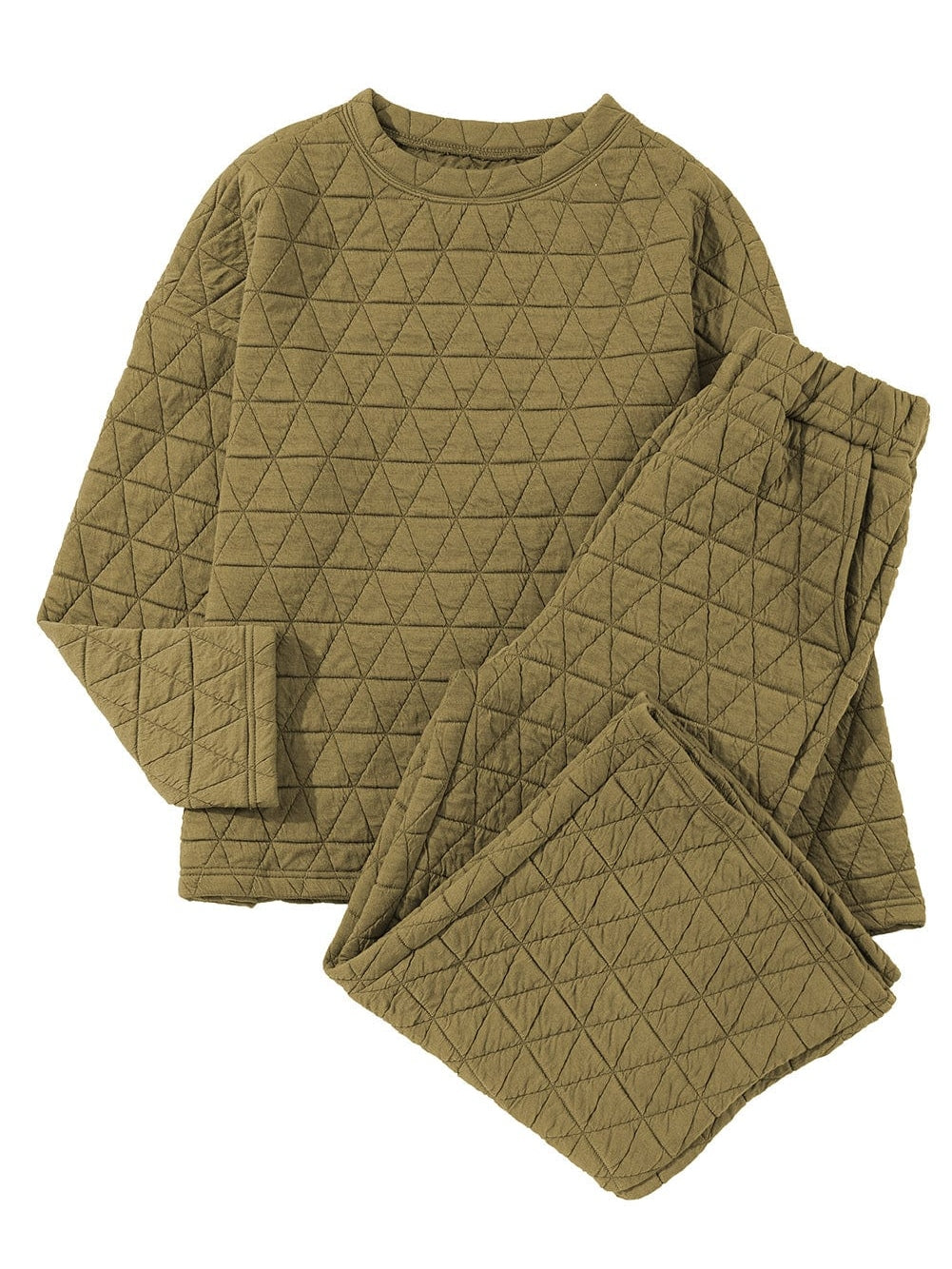 Quilted Sage Green Pullover and Pants Set