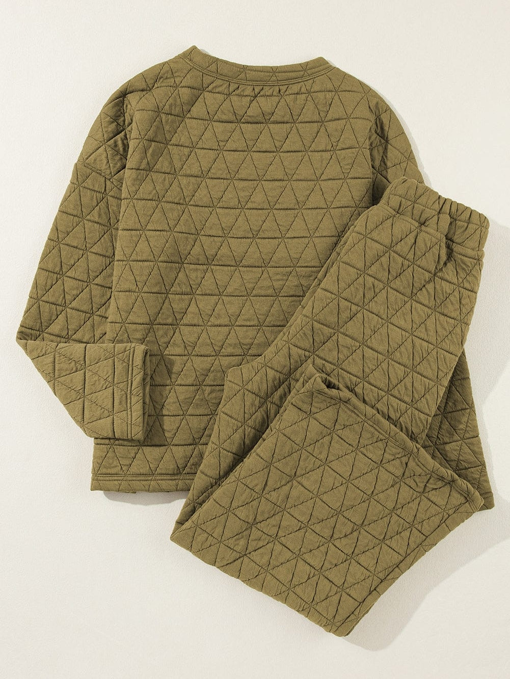 Quilted Sage Green Pullover and Pants Set