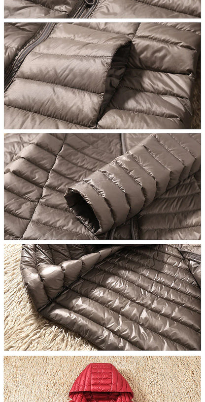 Women's Hoodie Jacket Sports Puffer Jacket Hiking Down Jacket Winter Outdoor Thermal Warm Packable Windproof Breathable Outerwear Windbreaker Trench Coat Hunting Ski / Snowboard Fishing Navy Wine