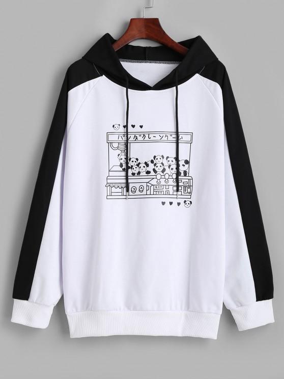 Raglan Sleeve Oversize Panda Graphic Hoodie for Women