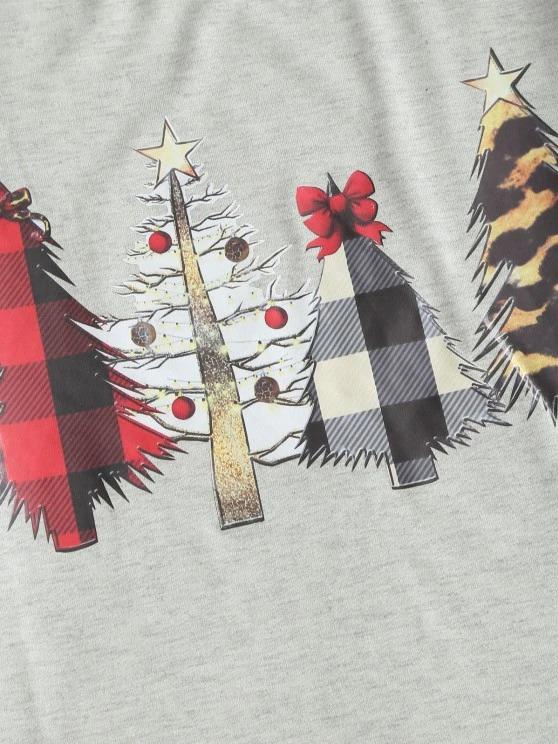 Raglan Sleeve Plaid Christmas Tree Sweatshirt - LuckyFash™