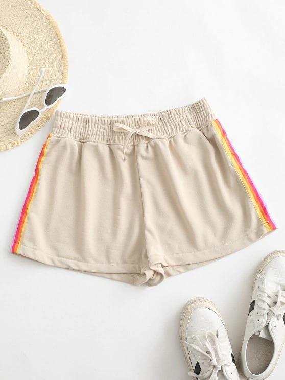 Rainbow Side Drawstring High Waisted Shorts - LuckyFash™