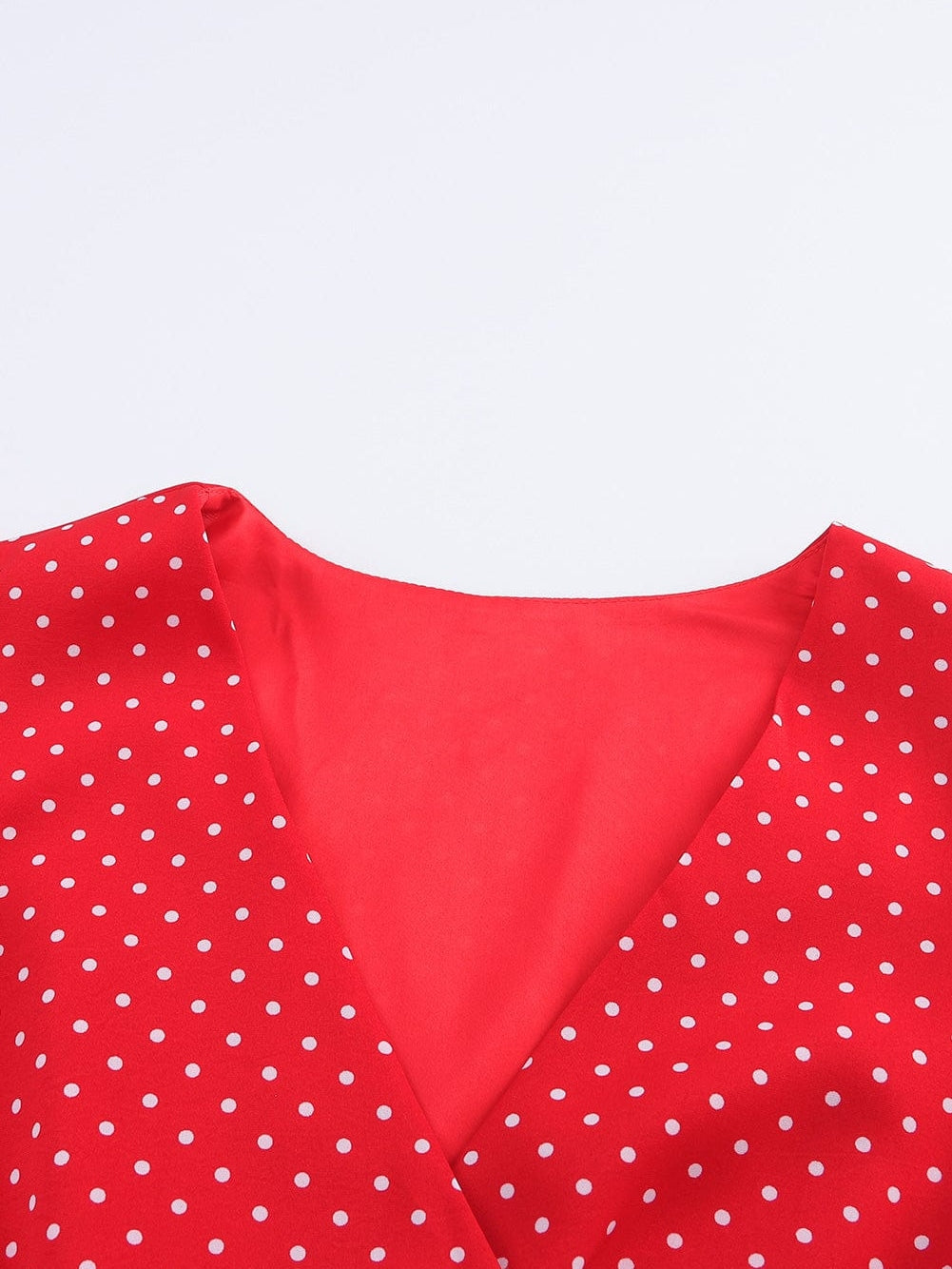 Ravishing Crimson Polka Dot V Neck Ruffle Sleeve Mini Dress