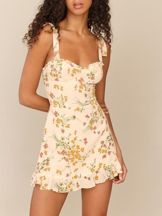 Retro Pastoral Style Floral Mini Dress - LuckyFash™