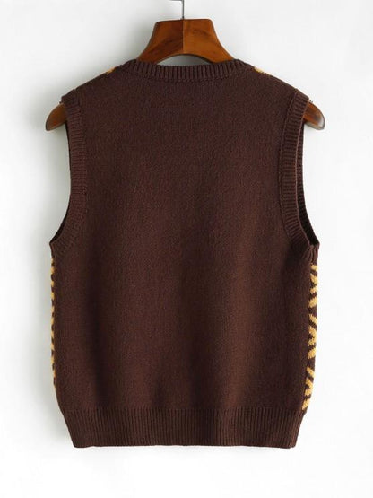 Rhombus U Neck Sweater Vest - LuckyFash™