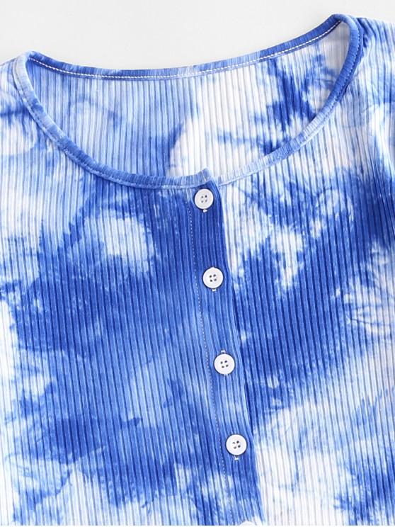 Ribbed Button Up Tie Dye Tee - LuckyFash™