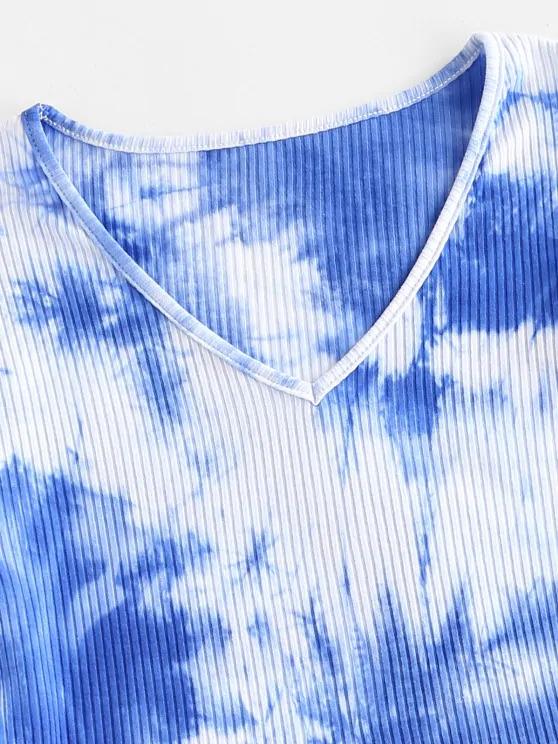 Ribbed Tie Dye Cropped Tee - LuckyFash™