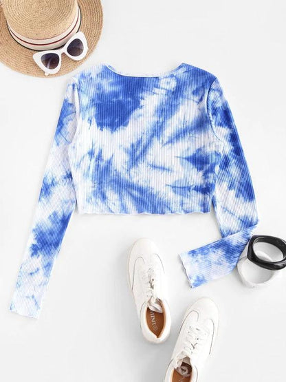 Ribbed Tie Dye Cropped Tee - LuckyFash™