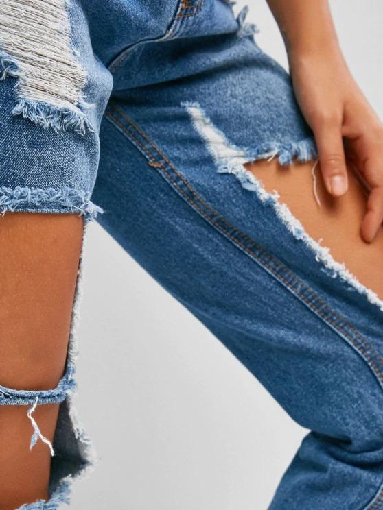 Ripped Cutout Pocket Boyfriend Jeans - LuckyFash™