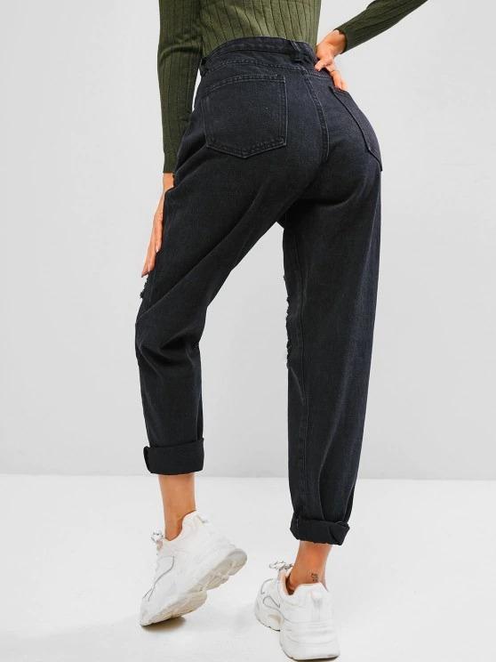 Ripped High Waisted Stovepipe Jeans - LuckyFash™