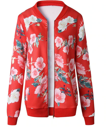 Women's Bomber Jacket Varsity Jacket Floral Print Spring Jacket Zip up Baseball Jacket Streetwear Sport Outdoor Outerwear