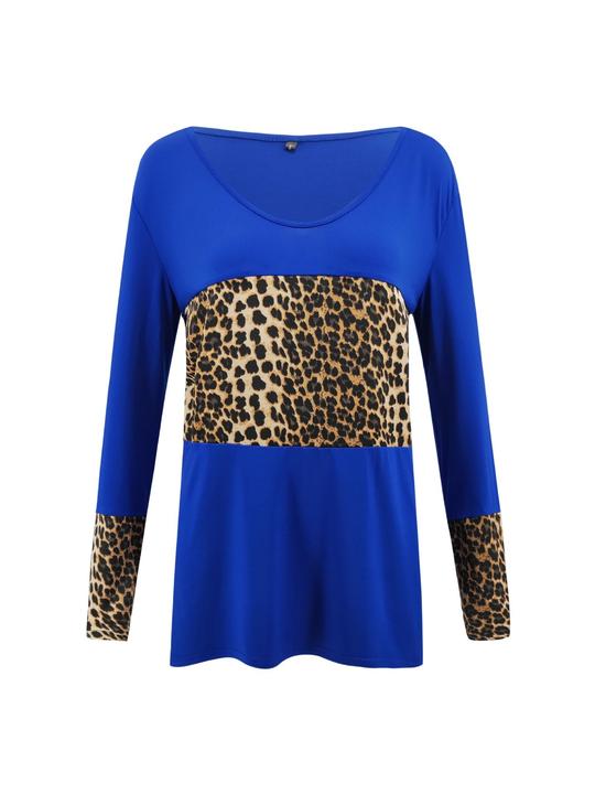 Round neck leopard print long-sleeved T-shirt for Women