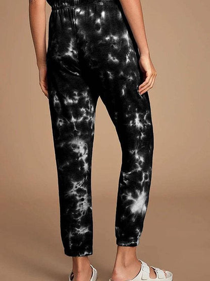 Round Neck Tie Dye Pants Suit for Women