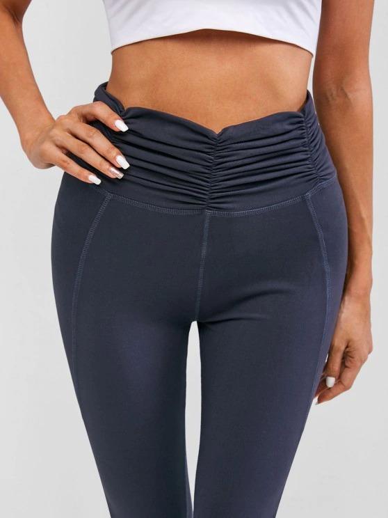 Ruched Waist Wide Waistband Workout Gym Leggings - LuckyFash™