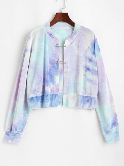 Safety Pins Velvet Tie Dye Sweatshirt for Women