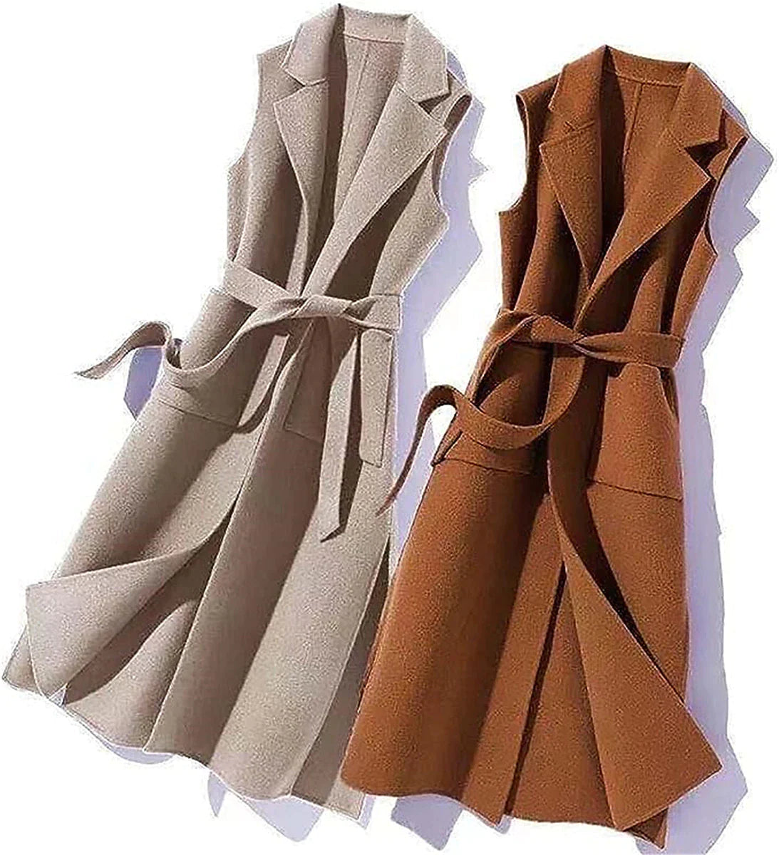 Women's Vest Winter Sleeveless Overcoat Long Pea Coat Fall Trench Coat with Belt Office Casual / Daily Fashion OuterwearBlack S