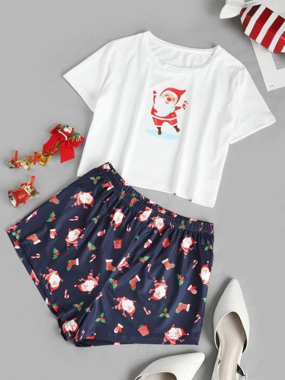 Santa Claus Printed Christmas Two Piece Set - LuckyFash™