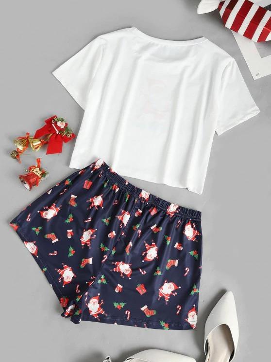 Santa Claus Printed Christmas Two Piece Set - LuckyFash™