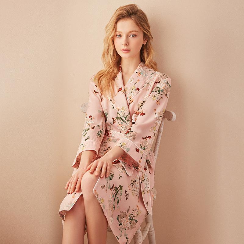 Satin Floral Print Long Dressing Gown - LuckyFash™