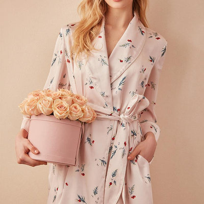 Satin Floral Print Long Dressing Gown - LuckyFash™