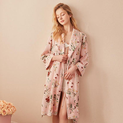 Satin Floral Print Long Dressing Gown - LuckyFash™