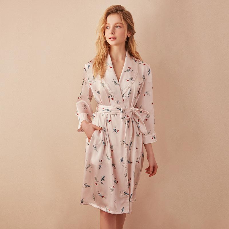 Satin Floral Print Long Dressing Gown - LuckyFash™