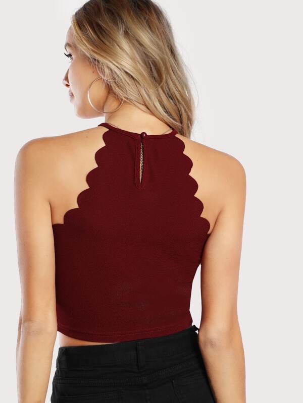 Scallop Trim Halter Top - LuckyFash™