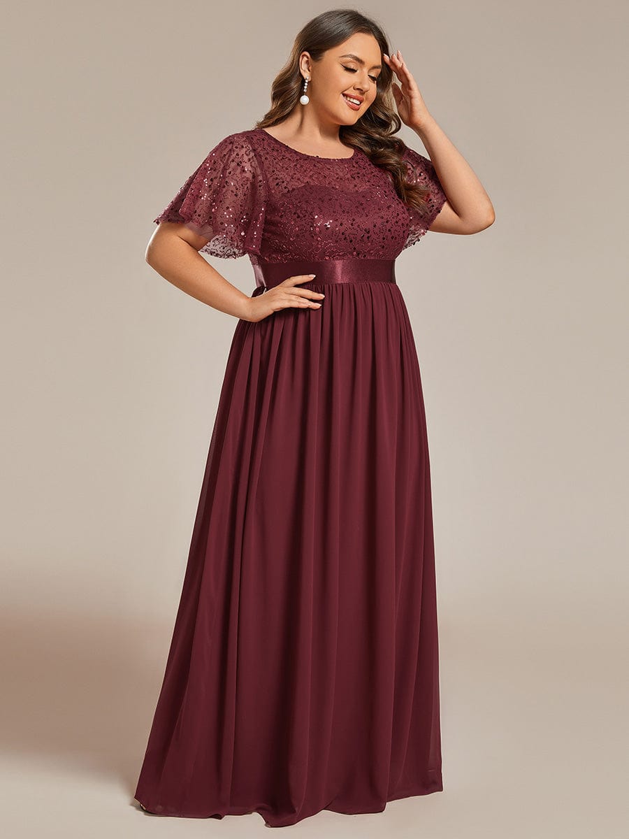 Sequin High Waist Chiffon Evening Dress