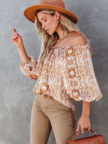 Sequined V-Neck Long Sleeve Blouse