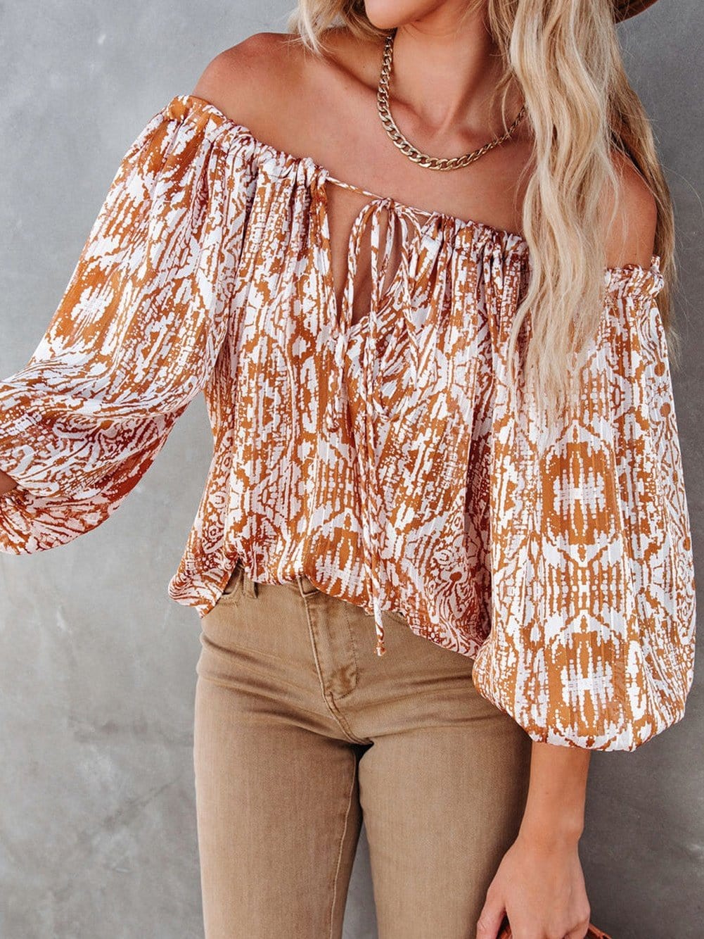 Sequined V-Neck Long Sleeve Blouse