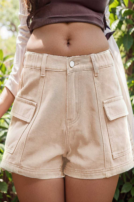 sexy button pocket denim cargo pants 113490