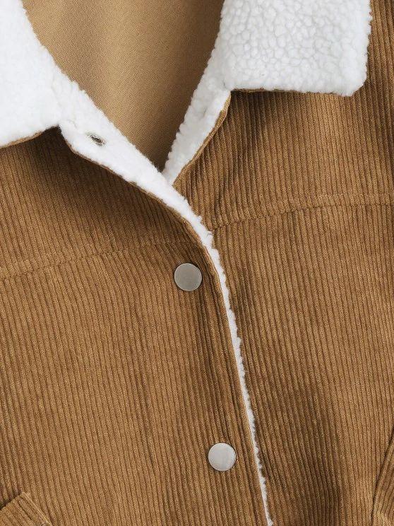 Shearling Lined O Ring Corduroy Jacket - LuckyFash™