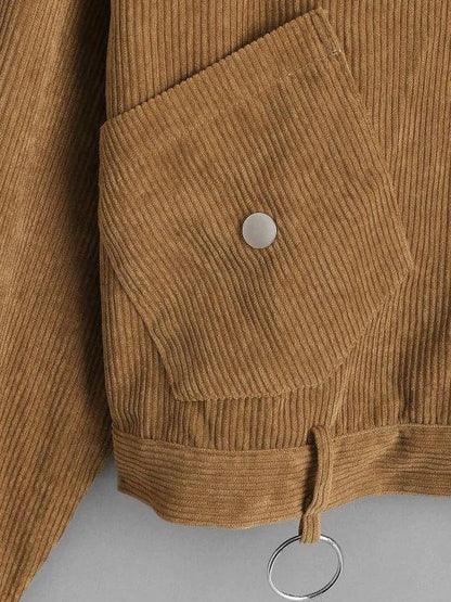 Shearling Lined O Ring Corduroy Jacket - LuckyFash™