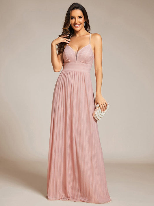 Shimmering Sleeveless Cross Back Evening Gown for Wholesale Buyers