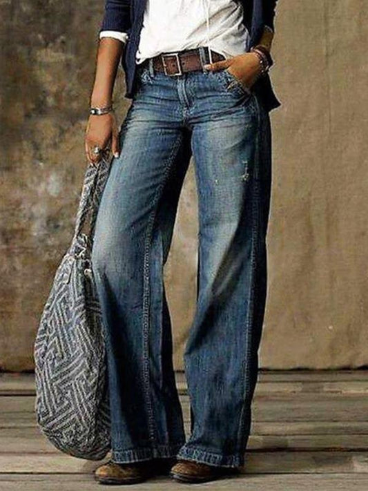 Simple Straight-leg Casual Jeans for Women