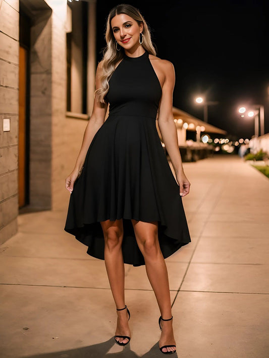 Sleeveless Halter Midi Dress for Cocktail Events