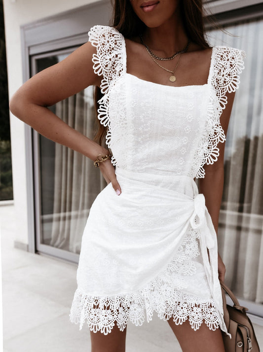 Sleeveless Lace Open Back Dress for Women