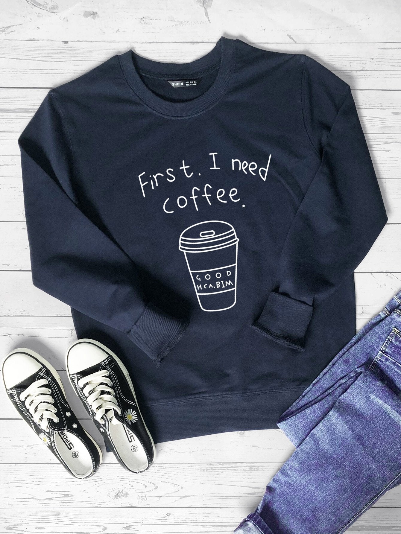 Slogan & Cartoon Graphic Sweatshirt - LuckyFash™