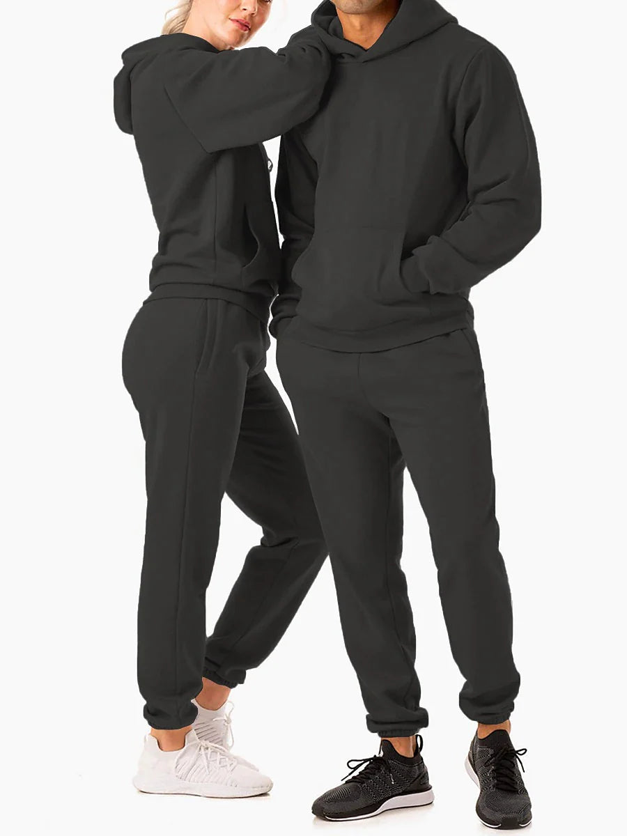 Men's Women's Tracksuit Sweatsuit Casual Long Sleeve Velvet Thermal Warm Soft Fitness Running Jogging Sportswear Activewear Solid Colored Dark Grey Black White