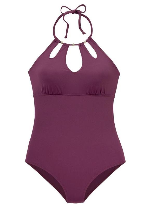 Solid Color Cut Out One-Piece Swimsuit - LuckyFash™