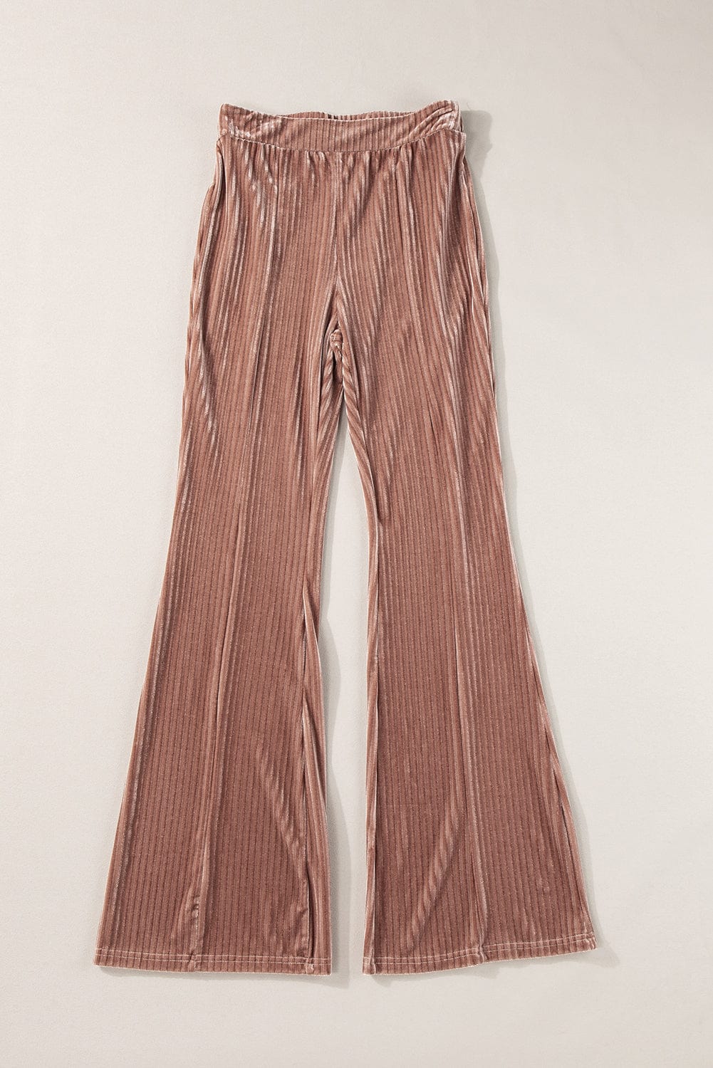 Solid Color Mid Waist Slim Micro Flare Pants