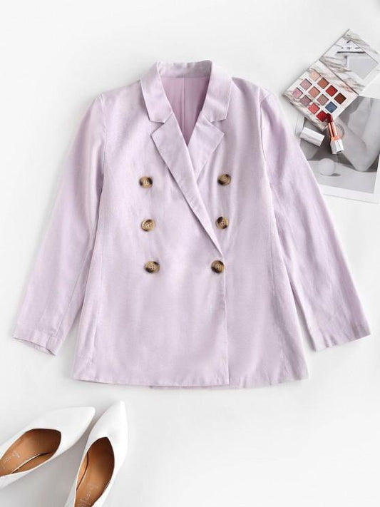 Solid Double Breasted Blazer for Women