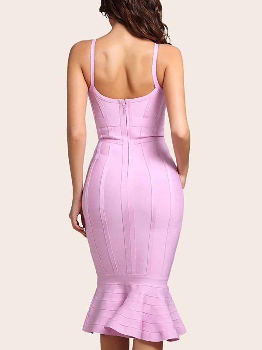 Solid Fishtail Hem Bodycon Slip Dress - LuckyFash™