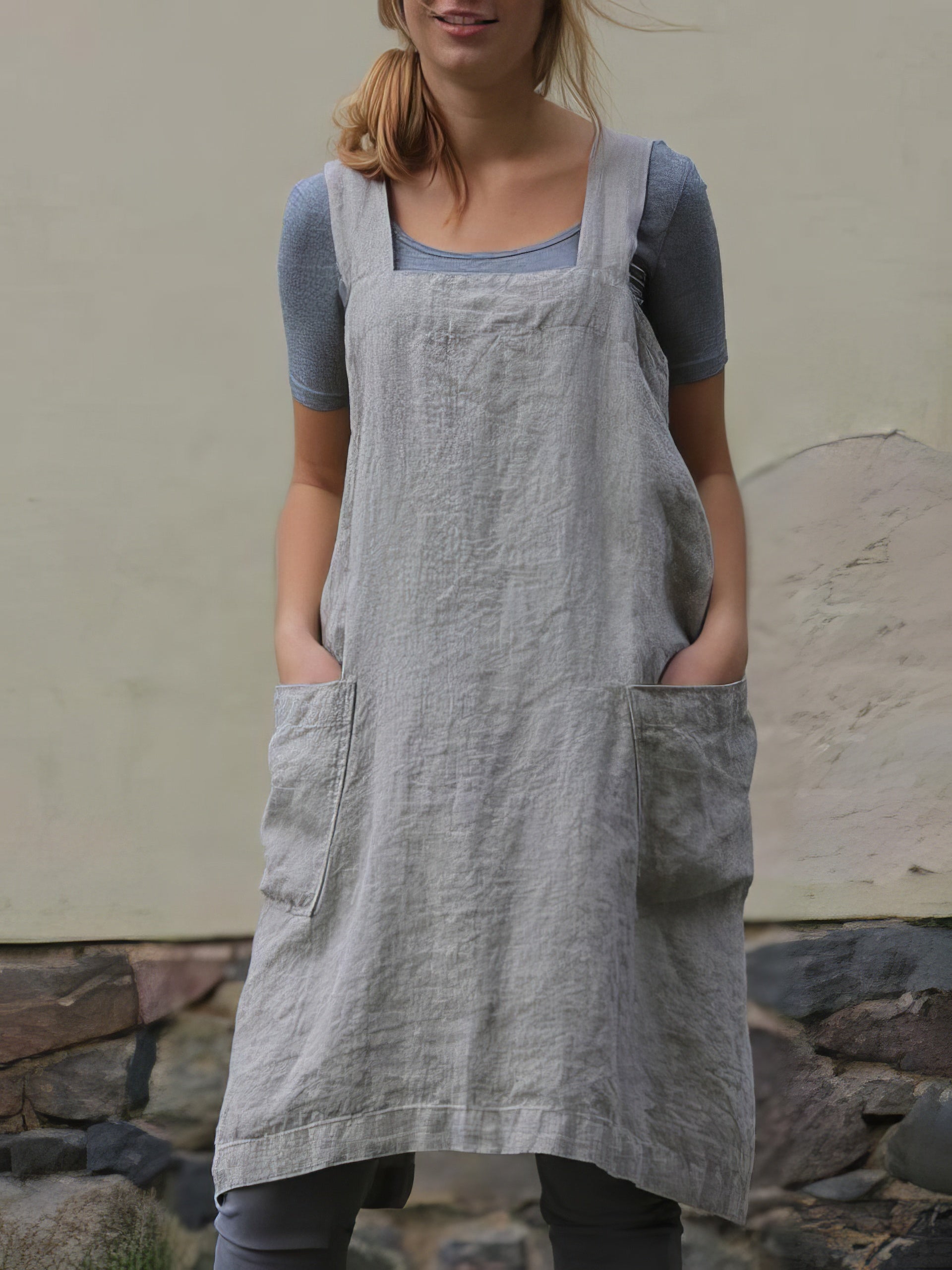 Mini Dresses - Solid Home Service Loose Short Dress With Pocket - MsDressly