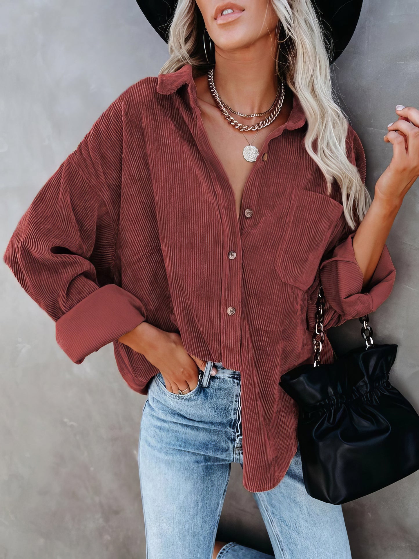 Blouses - Solid Lapel Pit Strip Casual Jacket - MsDressly