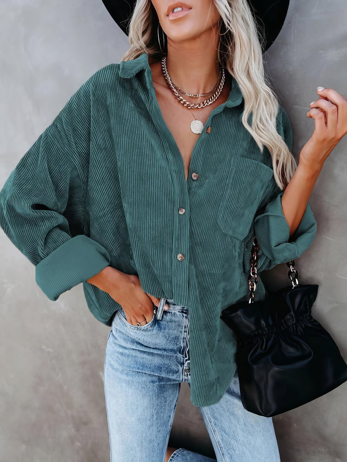 Blouses - Solid Lapel Pit Strip Casual Jacket - MsDressly