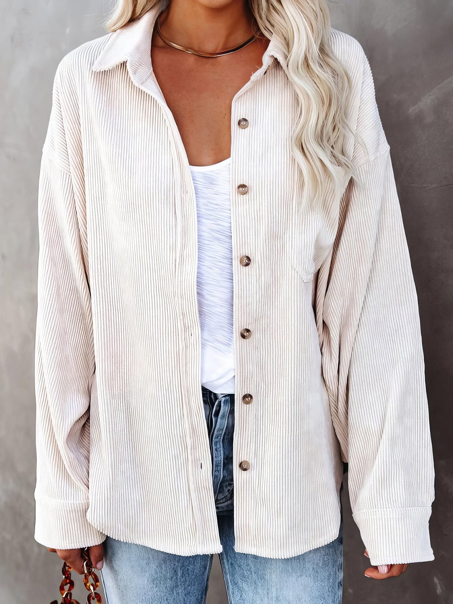 Blouses - Solid Lapel Pit Strip Casual Jacket - MsDressly